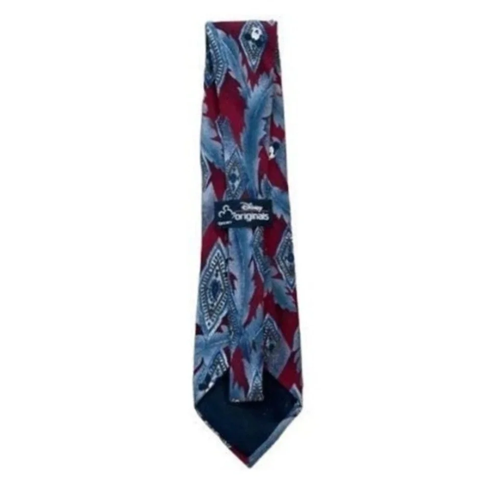 Vintage Disney Originals Mickey Mouse Neck Tie 100% Silk Maroon Blues Paisley‎